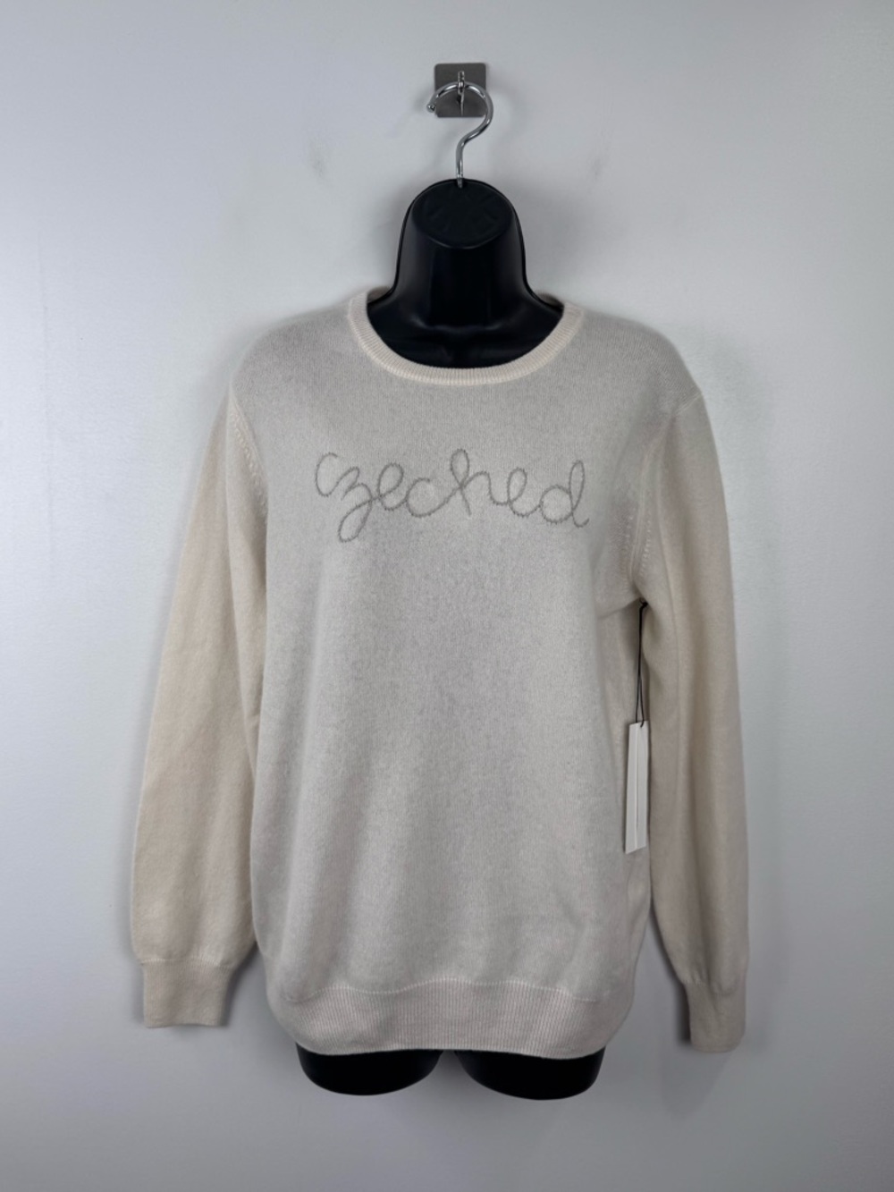 NWT Lingua Franca Women “Czeched” Embroidered‎ Cashmere Sweater Size Large